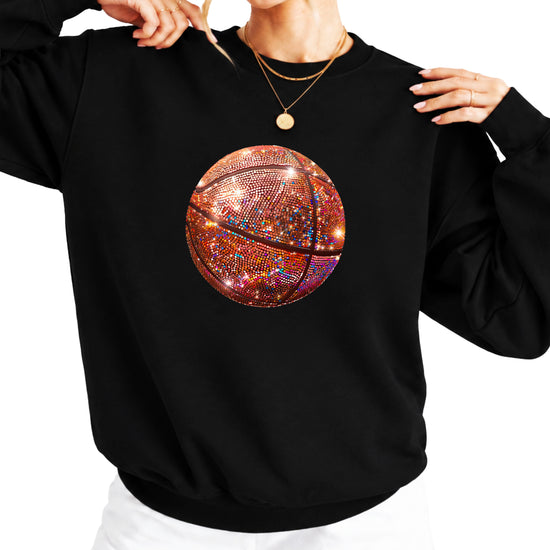 Basketball faux glitter sweatshirt in Black, adult - view 1
