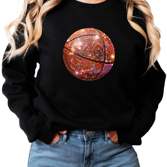 Basketball faux glitter sweatshirt in Black, adult - view 2