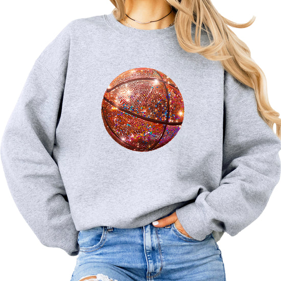 Basketball faux glitter sweatshirt in Gray, adult - view 1