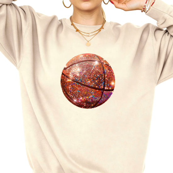 Basketball faux glitter sweatshirt in Sand, adult - view 1