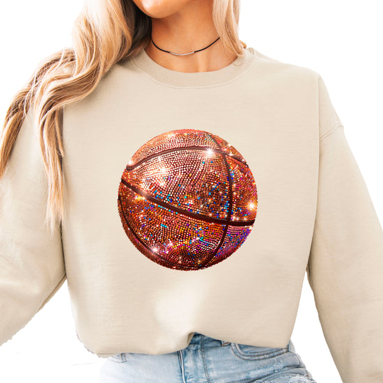 Basketball faux glitter sweatshirt in Sand, adult - view 2