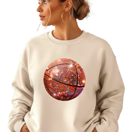 Basketball faux glitter sweatshirt in Sand, adult - view 3