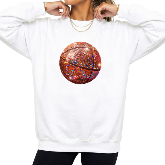 Basketball faux glitter sweatshirt in White, adult - view 1