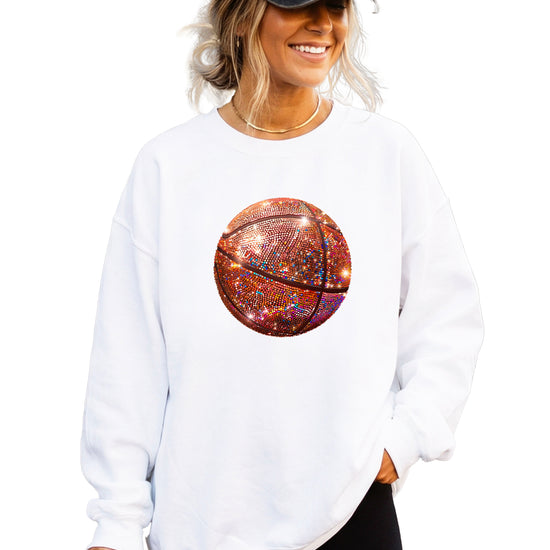 Basketball faux glitter sweatshirt in White, adult - view 2