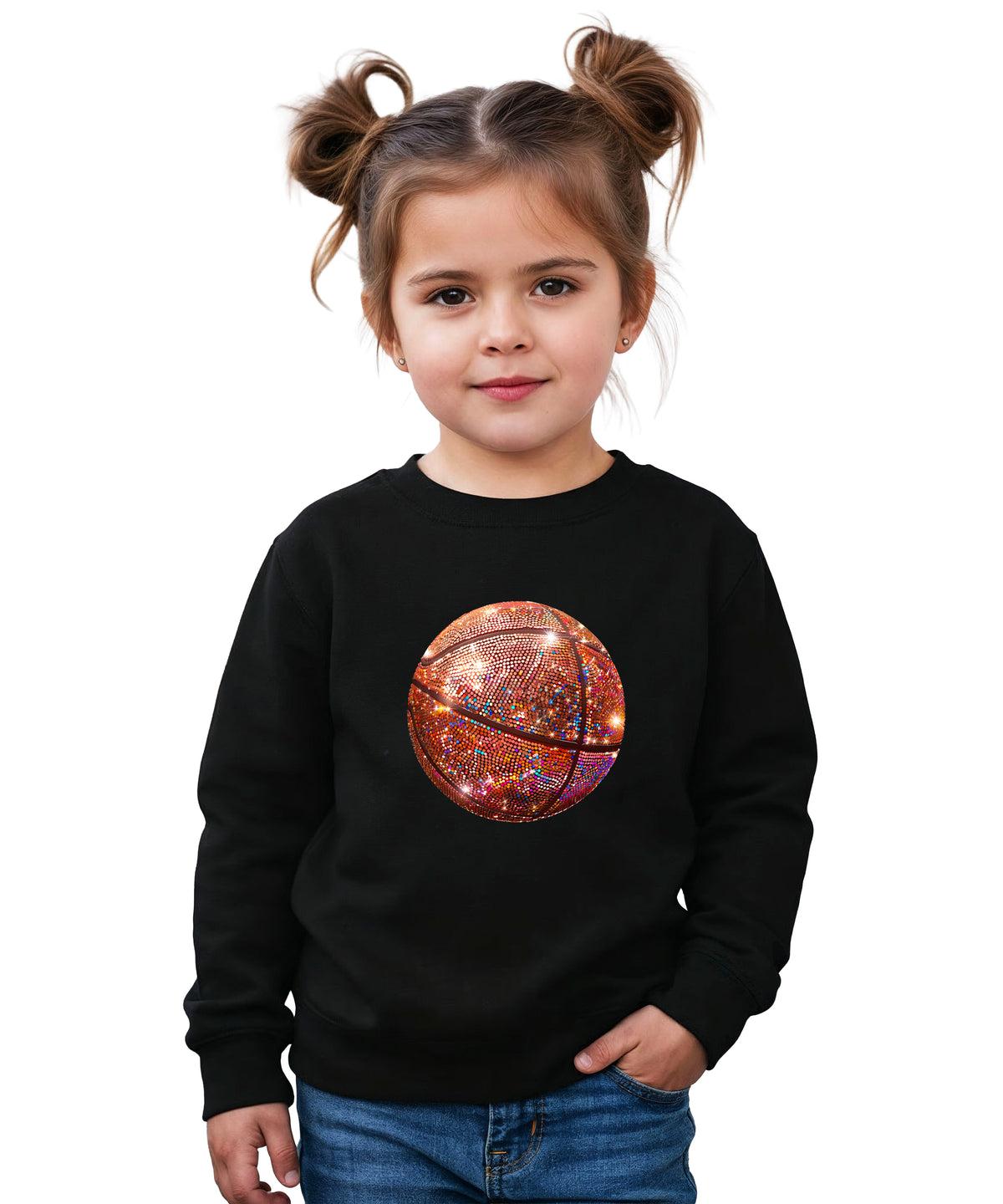 Basketball faux glitter sweatshirt in Black, youth - view 1
