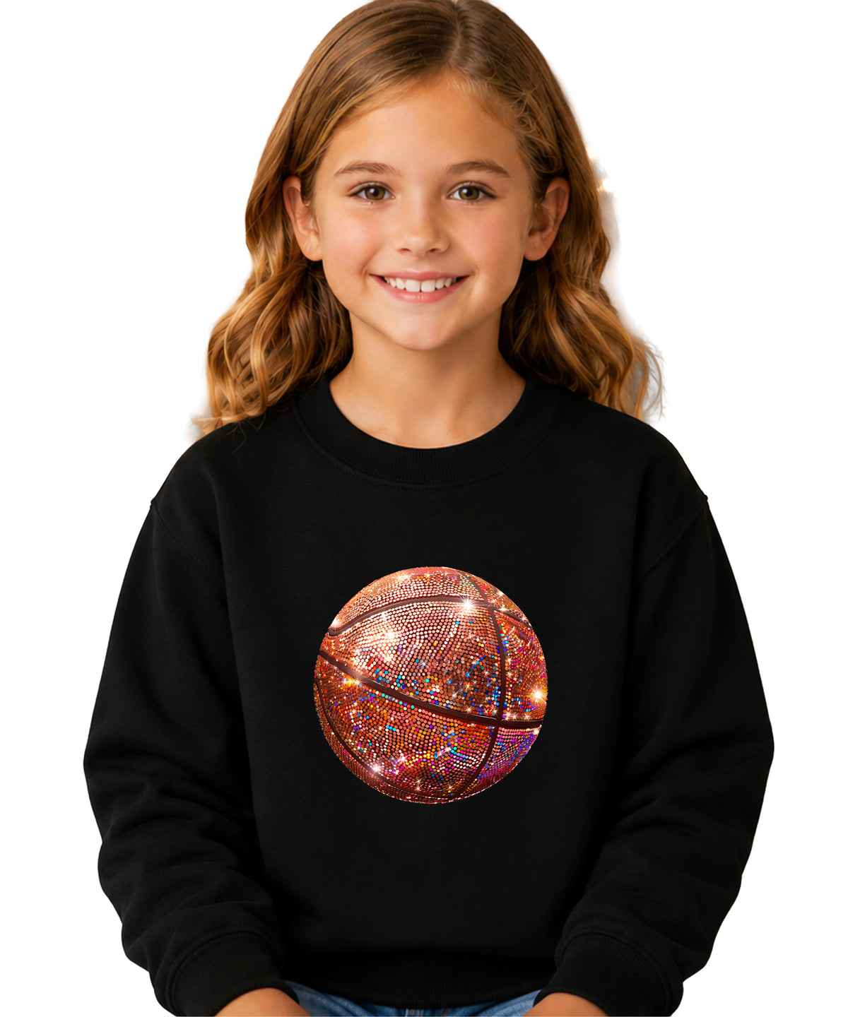 Basketball faux glitter sweatshirt in Black, youth - view 2