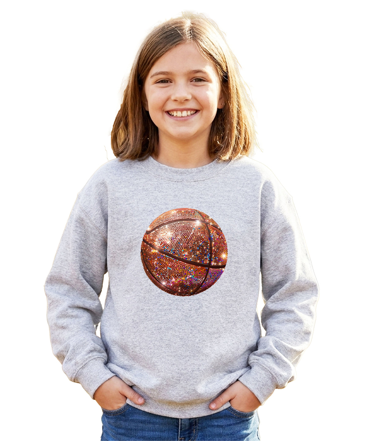 Basketball faux glitter sweatshirt in Gray, youth - view 2