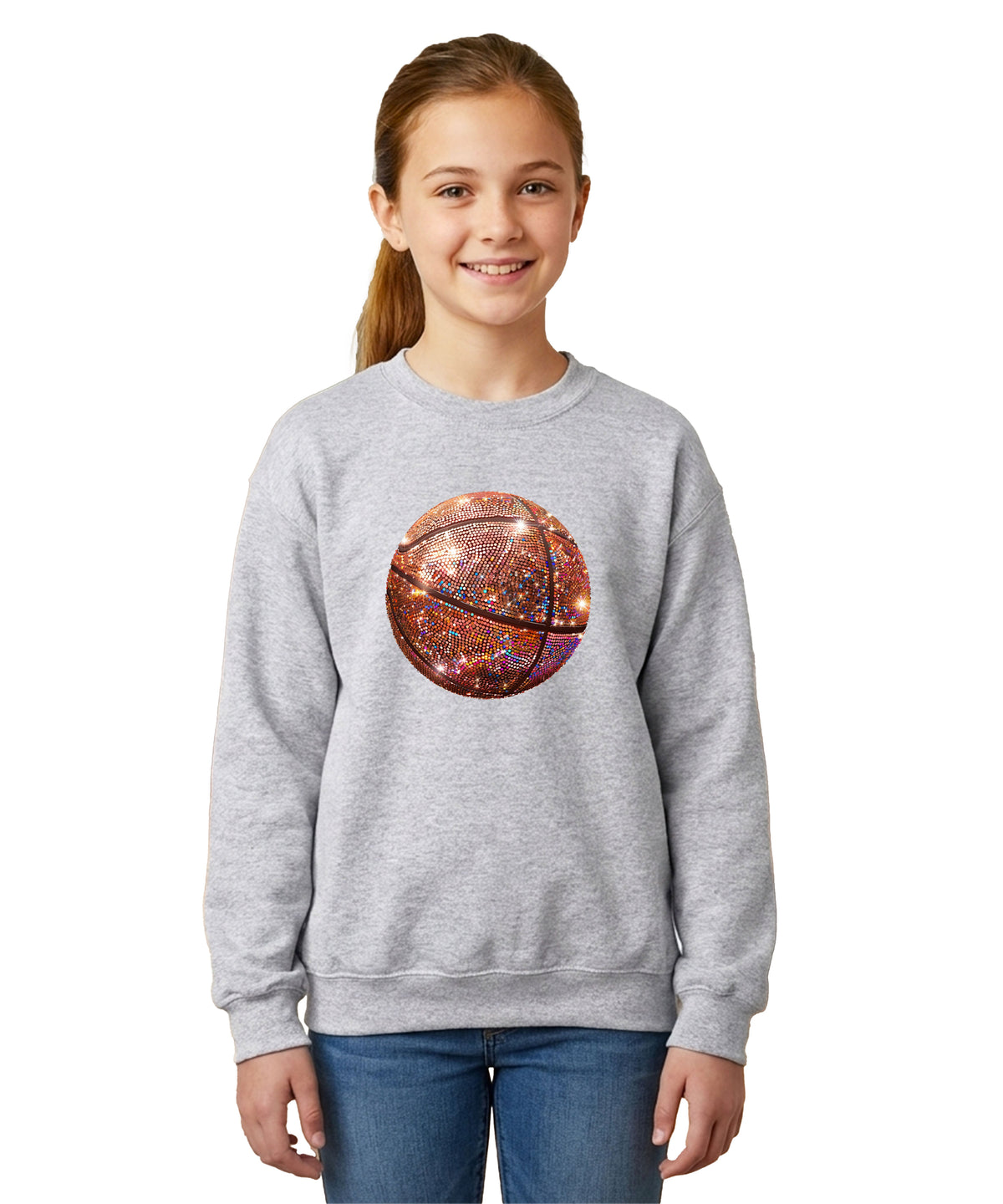 Basketball faux glitter sweatshirt in Gray, youth - view 3
