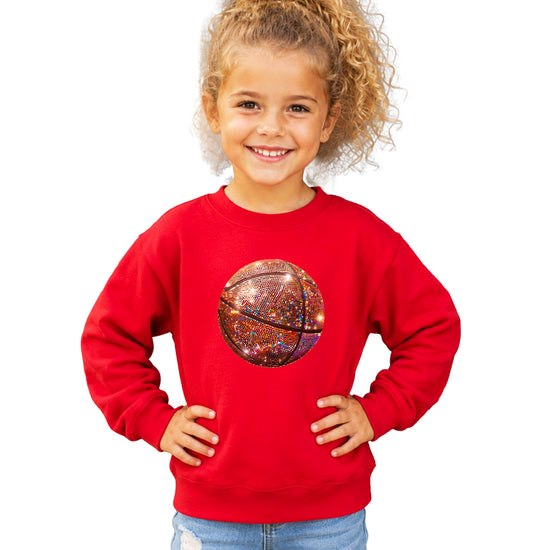 Basketball faux glitter sweatshirt in Red, youth - view 1
