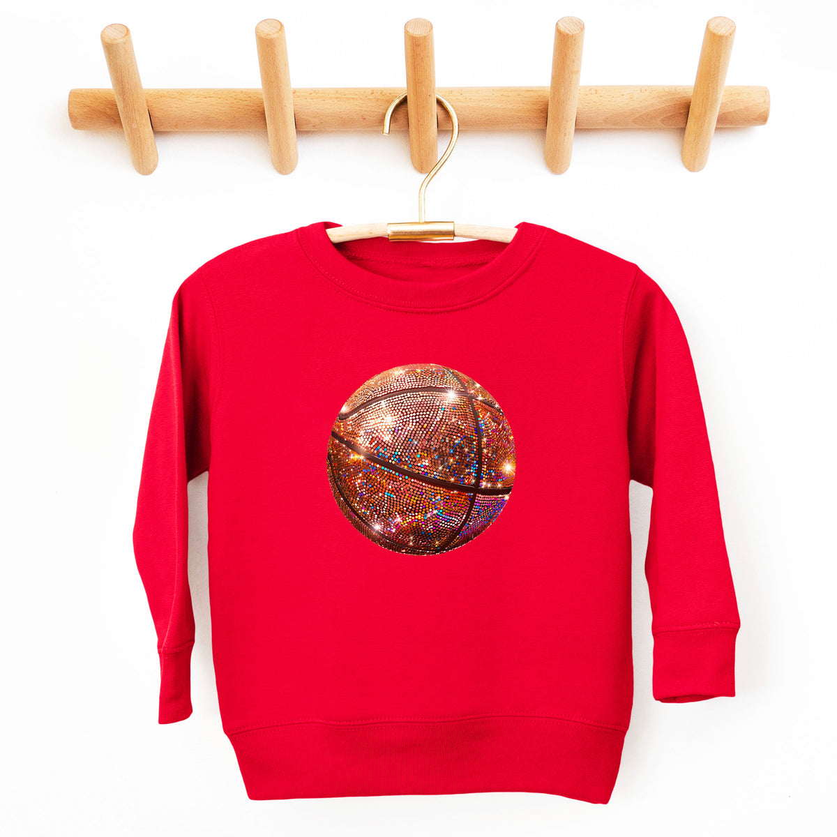 Basketball faux glitter sweatshirt in Red, youth - view 2