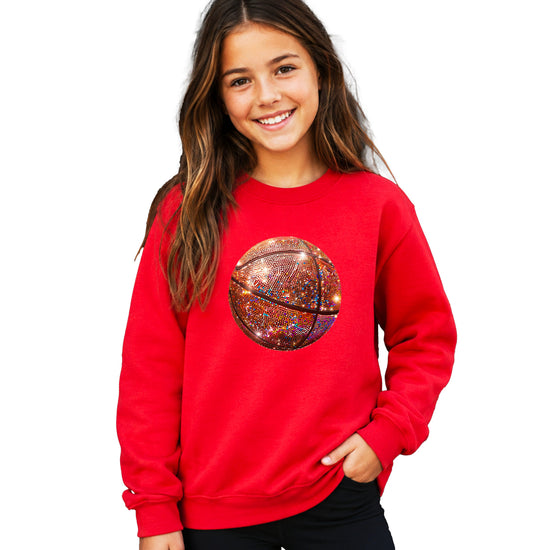Basketball faux glitter sweatshirt in Red, youth - view 3