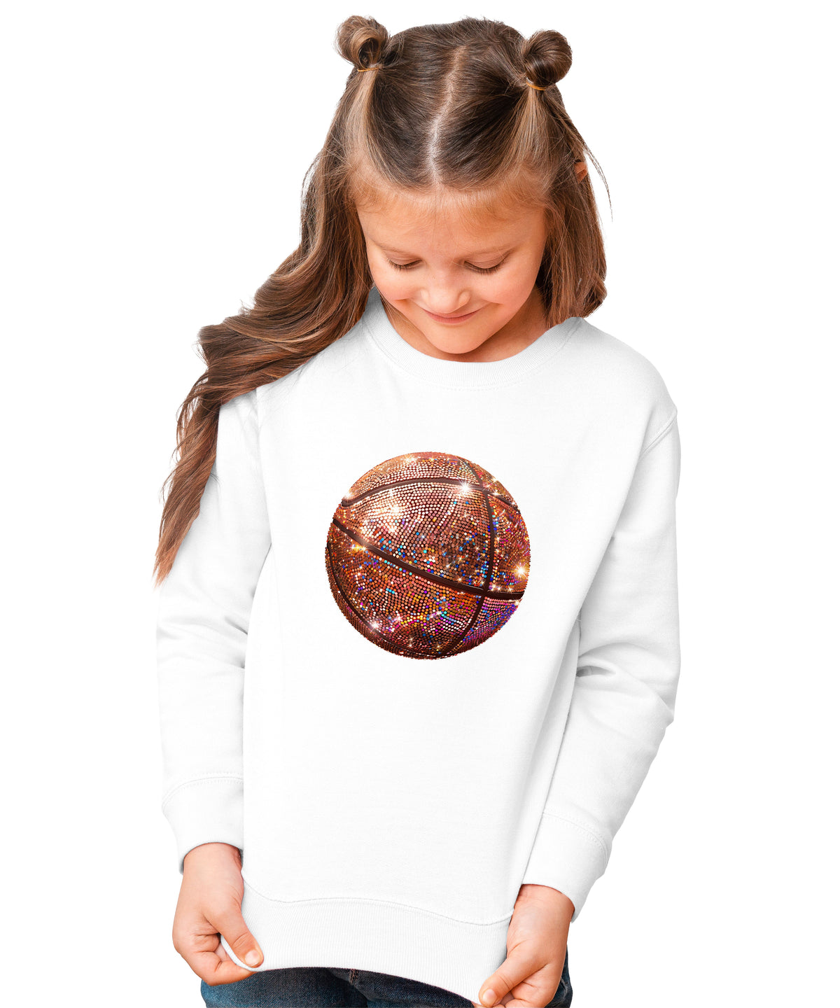Basketball faux glitter sweatshirt in White, youth - view 1