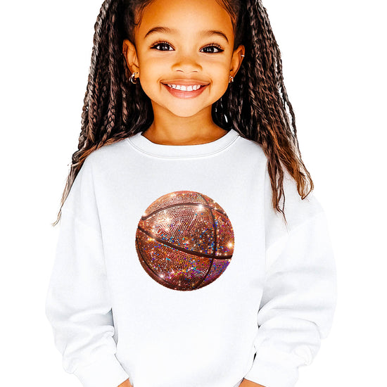 Basketball faux glitter sweatshirt in White, youth - view 2