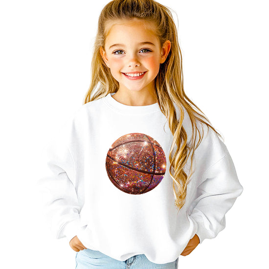 Basketball faux glitter sweatshirt in White, youth - view 3