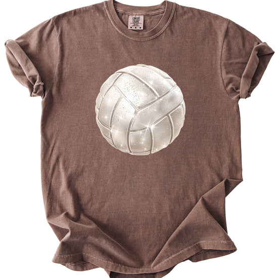Faux glitter volleyball women's comfort tee in Espresso, alternate view 4