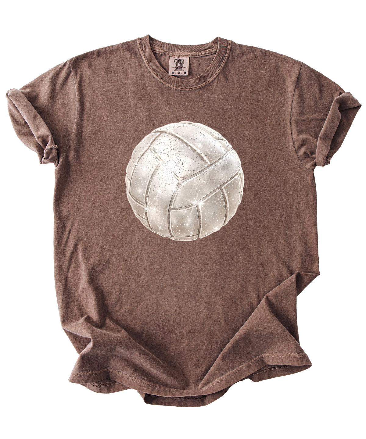 Faux glitter volleyball women's comfort tee in Espresso, alternate view 4