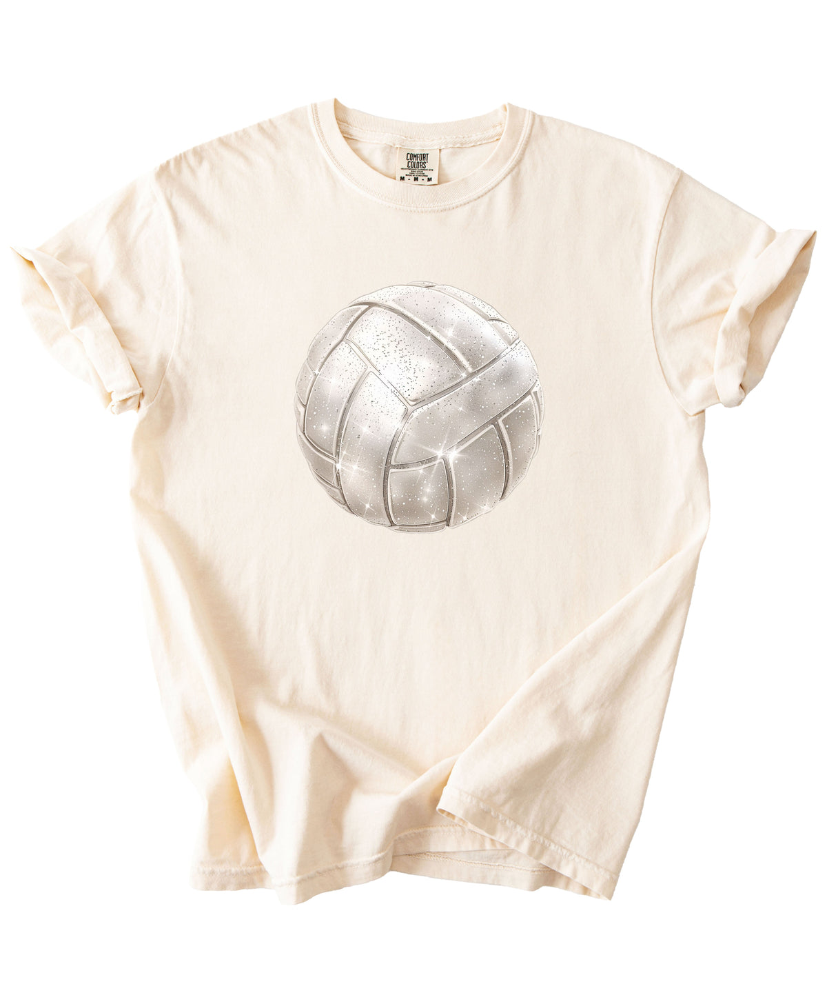 Faux glitter volleyball women's comfort tee in Ivory, alternate view 4