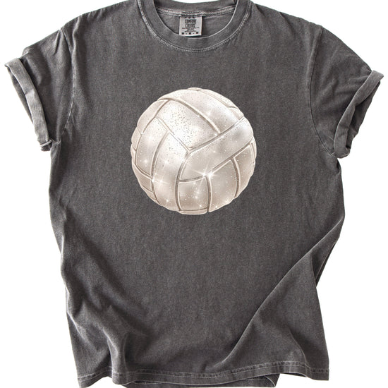 Faux glitter volleyball women's comfort tee in Pepper, alternate view 4
