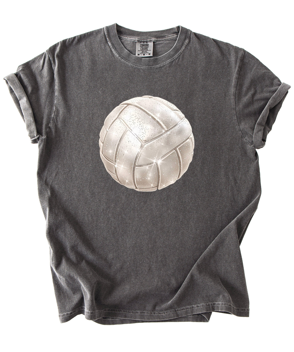 Faux glitter volleyball women's comfort tee in Pepper, alternate view 4