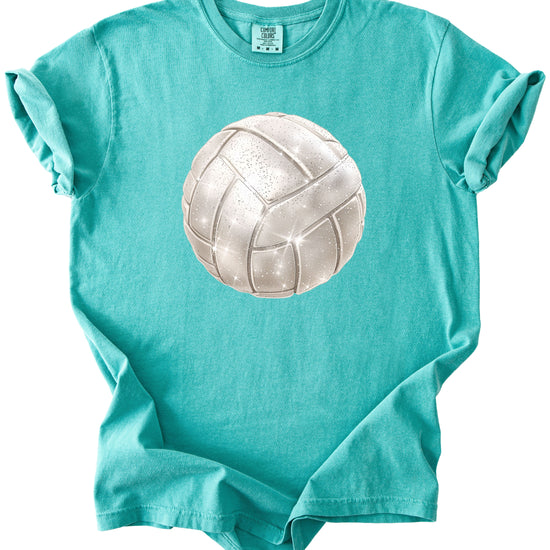Faux glitter volleyball women's comfort tee in Seafoam, alternate view 4
