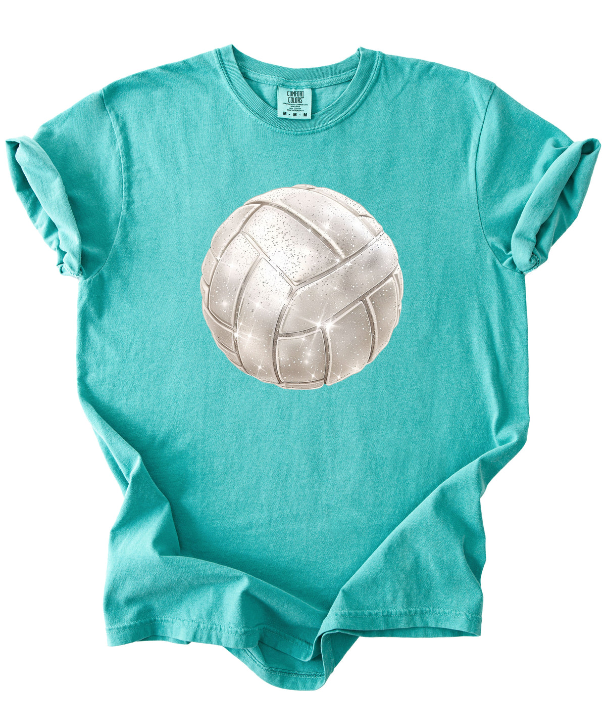 Faux glitter volleyball women's comfort tee in Seafoam, alternate view 4