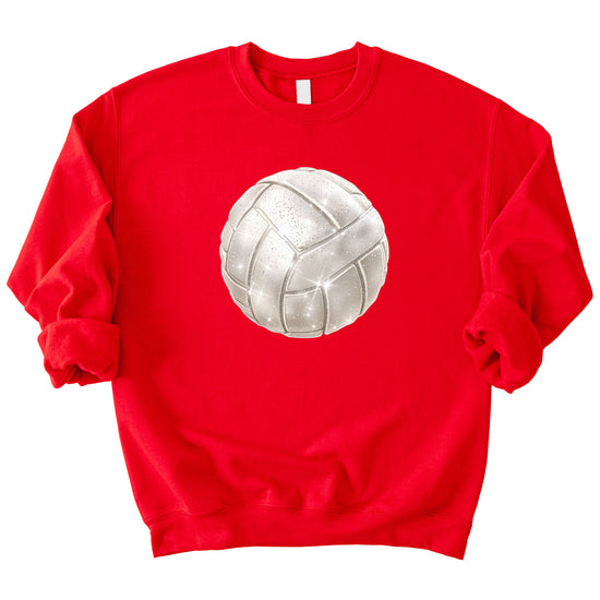 Faux glitter volleyball sweatshirt, red, adult sizes - image 4