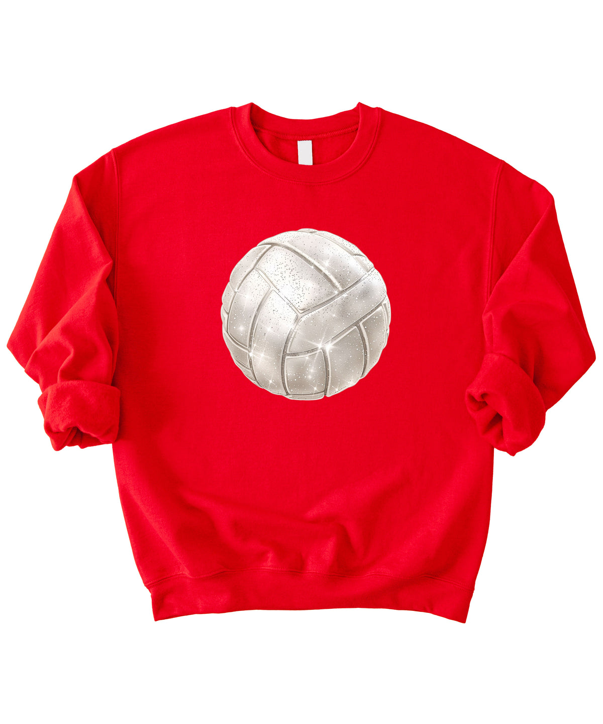 Faux glitter volleyball sweatshirt, red, adult sizes - image 4