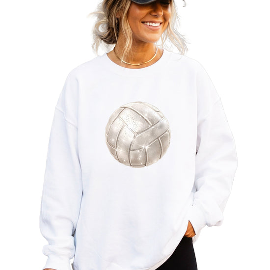Faux glitter volleyball sweatshirt, white, adult sizes - image 3