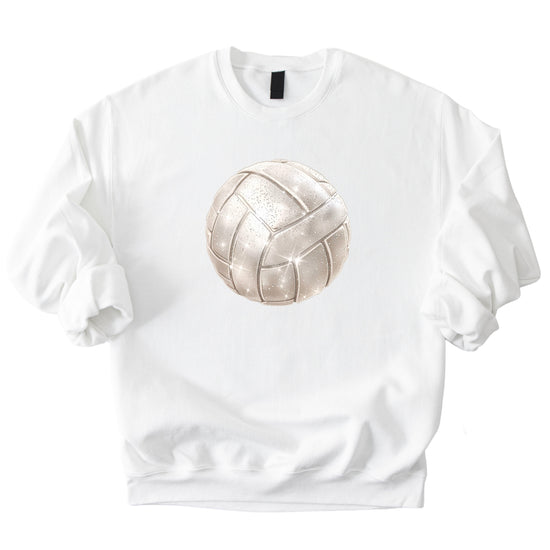 Faux glitter volleyball sweatshirt, white, adult sizes - image 4