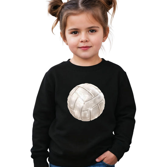 Faux glitter volleyball sweatshirt, black, youth sizes - image 2