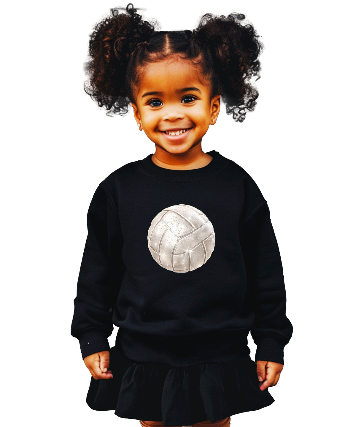 Faux glitter volleyball sweatshirt, black, youth sizes - image 3