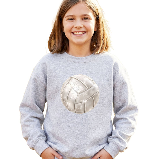Faux glitter volleyball sweatshirt, gray, youth sizes - image 2