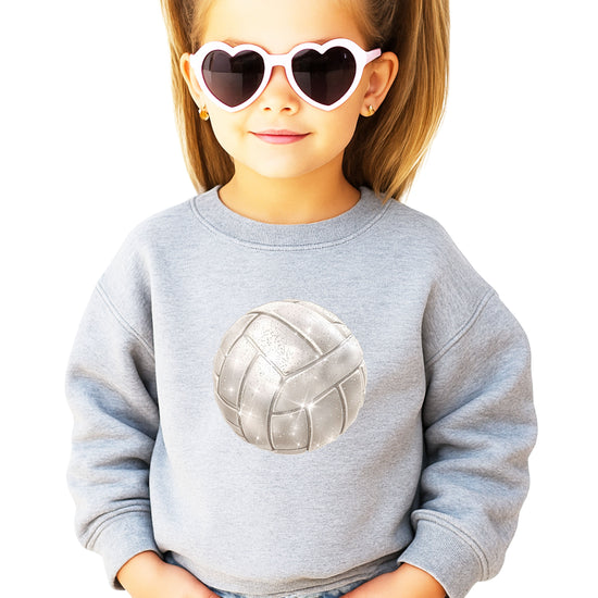 Faux glitter volleyball sweatshirt, gray, youth sizes - image 3