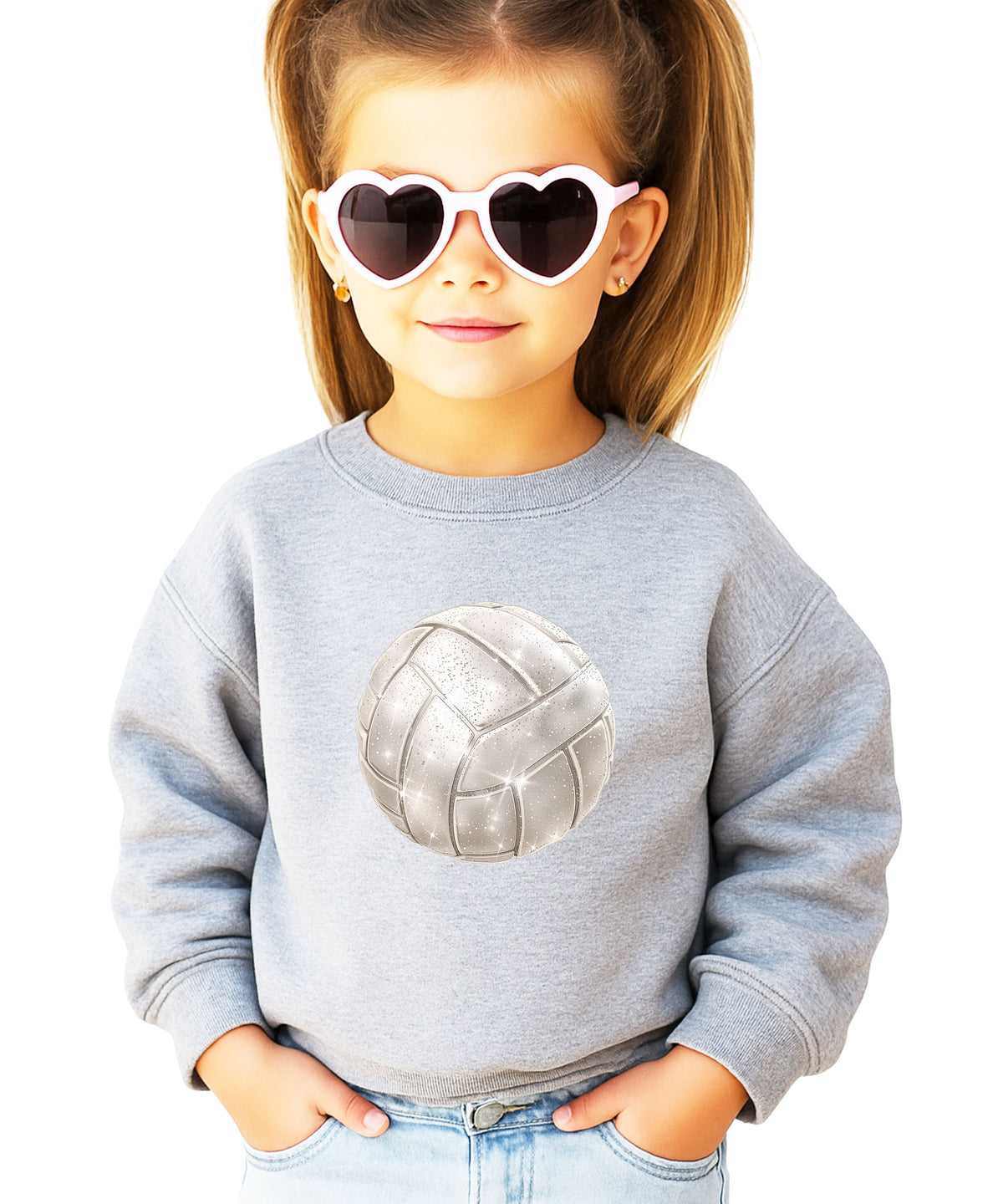 Faux glitter volleyball sweatshirt, gray, youth sizes - image 3