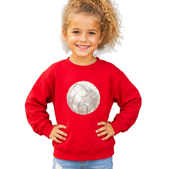 Faux glitter volleyball sweatshirt, red, youth sizes - image 3