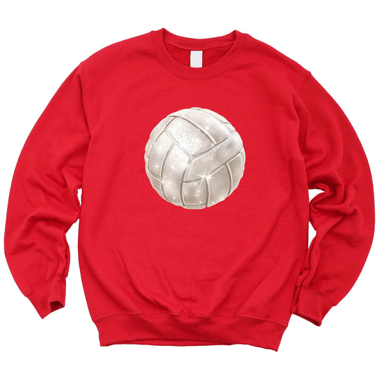 Faux glitter volleyball sweatshirt, red, youth sizes - image 4