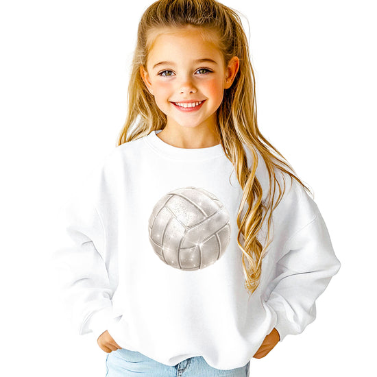 Faux glitter volleyball sweatshirt, white, youth sizes - image 3