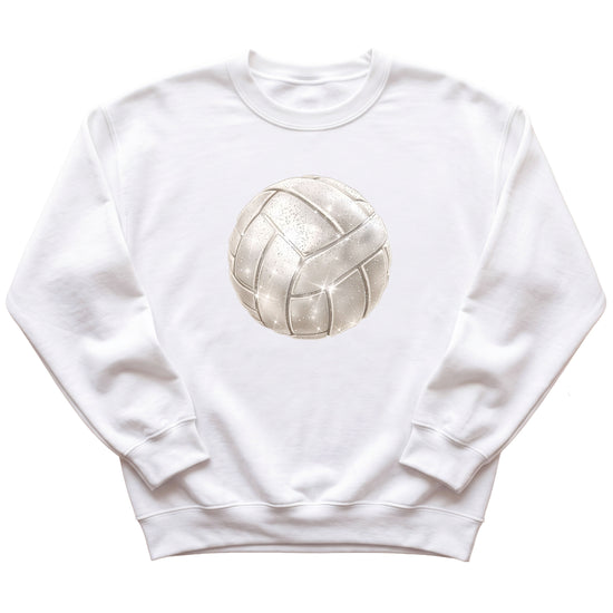 Faux glitter volleyball sweatshirt, white, youth sizes - image 4