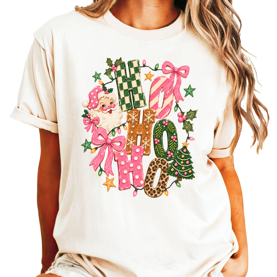 Ho Ho Ho retro Santa Christmas womens natural t-shirt