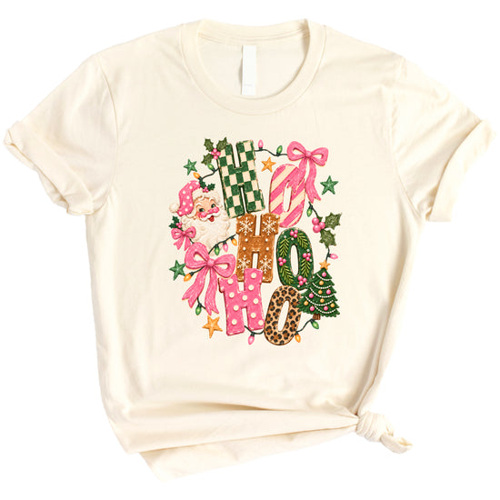 Ho Ho Ho retro Santa Christmas womens natural t-shirt