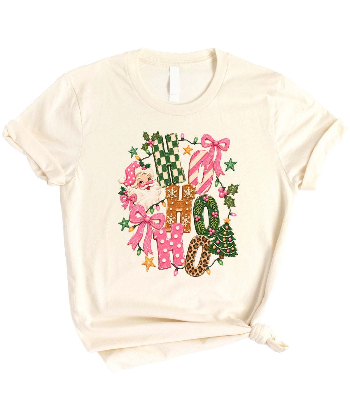 Ho Ho Ho retro Santa Christmas womens natural t-shirt