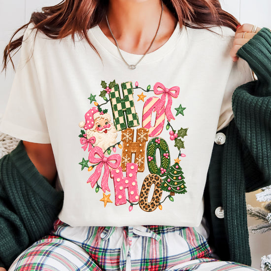 Ho Ho Ho retro Santa Christmas womens natural t-shirt