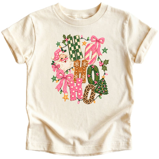 Ho Ho Ho retro Santa Christmas kids girls natural t-shirt