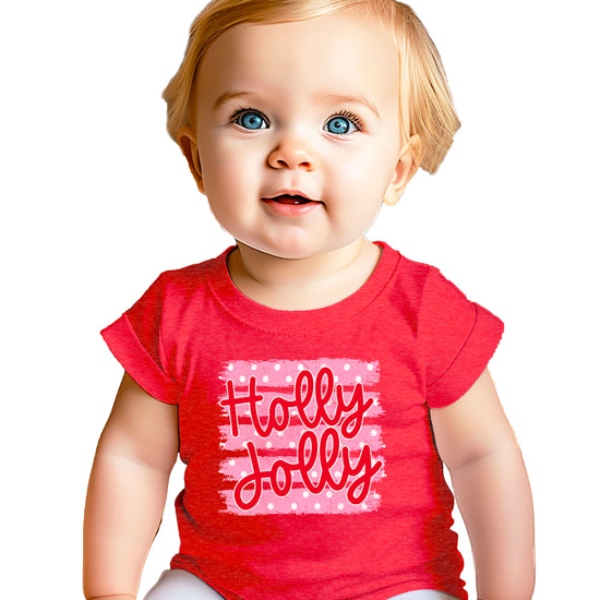 Holly Jolly Christmas pink polka dot tee, Vintage Red kids shirt, photo 4