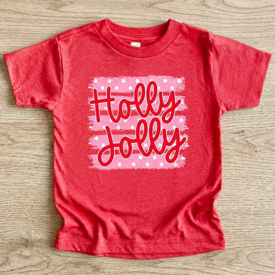 Holly Jolly Christmas pink polka dot tee, Vintage Red kids shirt, photo 6