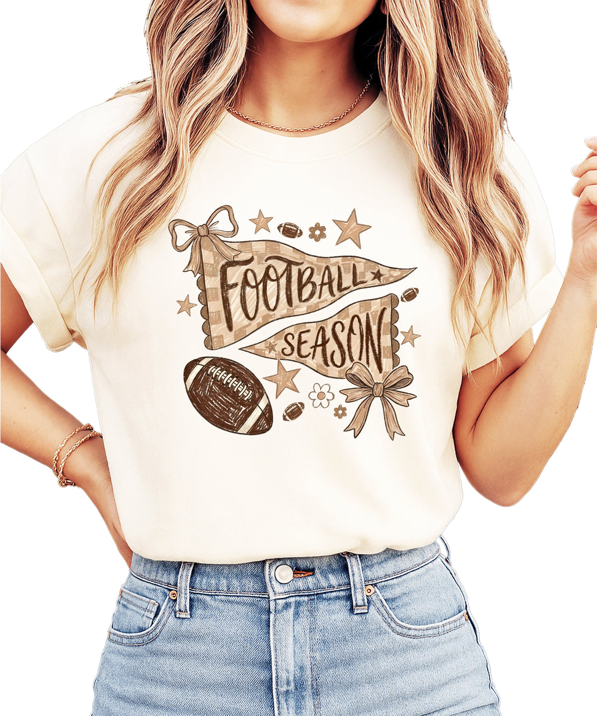 Olive Loves Apple Football Season game day tee - Ivory Shirt - view 1