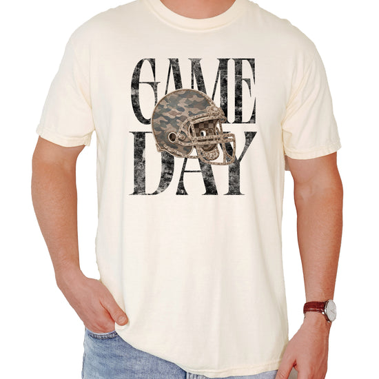 Ivory Shirt Game Day Camo Football Helmet Comfort Colors tee view 2 - Olive Loves Apple