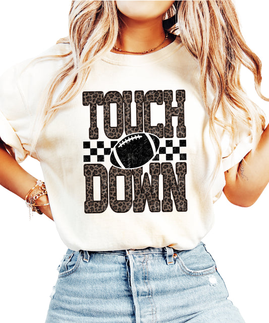 Leopard Print Touchdown Comfort Colors tee in Ivory - view 2