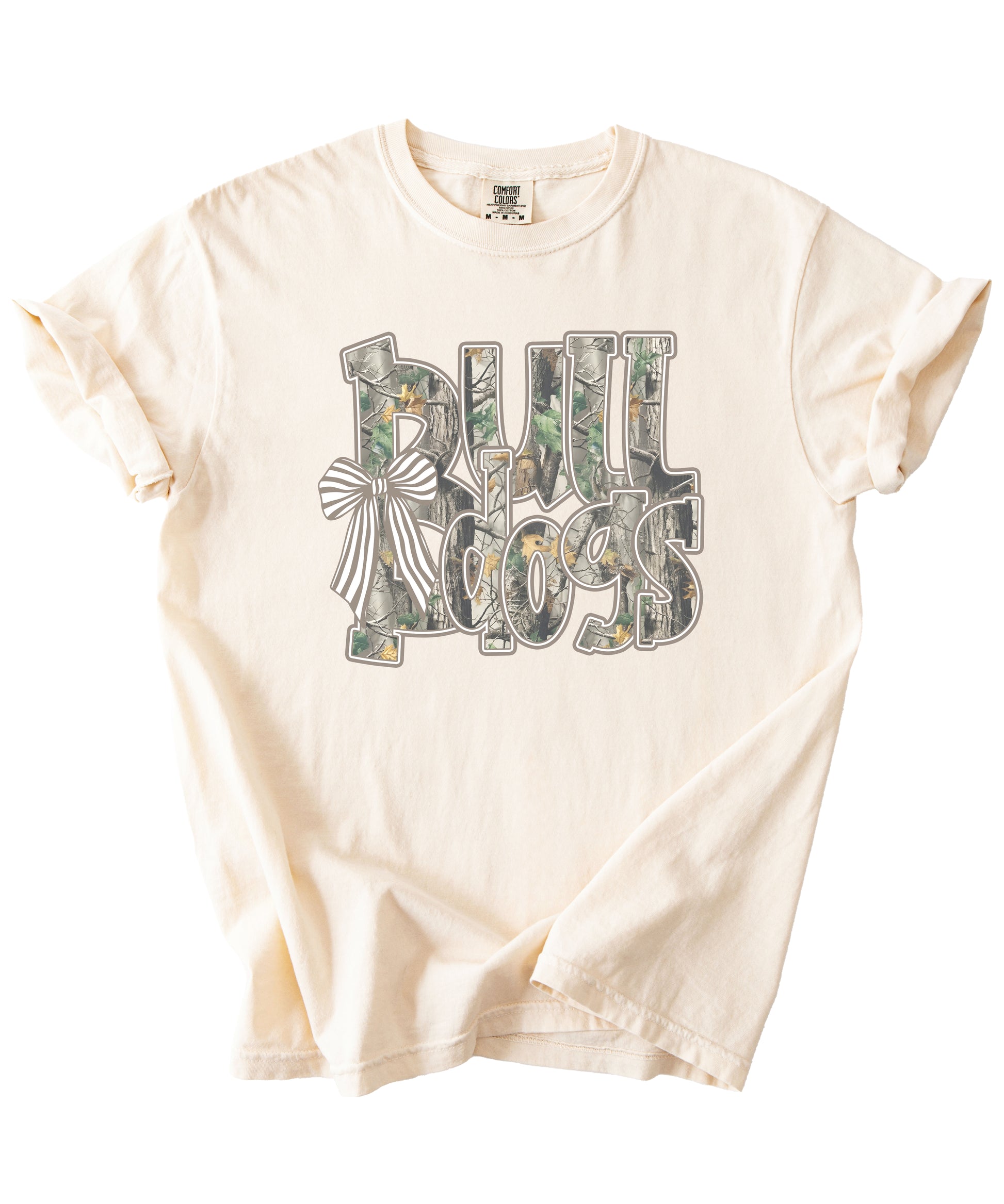 Bulldogs Camo Coquette Bow Comfort Colors tee in Ivory - view 2
