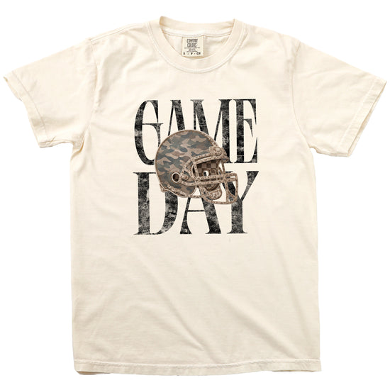 Ivory Shirt Game Day Camo Football Helmet Comfort Colors tee view 3 - Olive Loves Apple